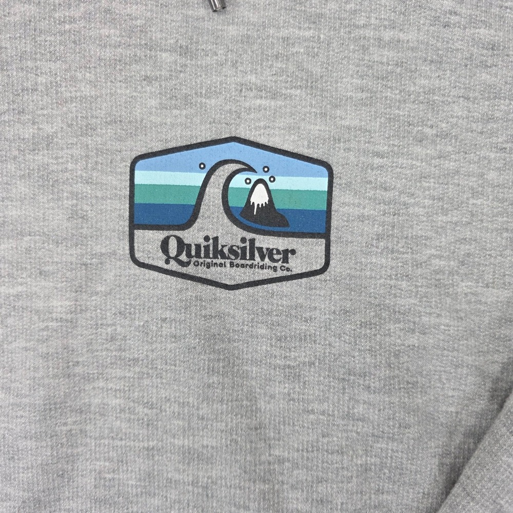 Quiksilver Original Boardriding Co Mens Gray Graphic Pullover Hoodie Sweatshirt - Picture 2 of 10